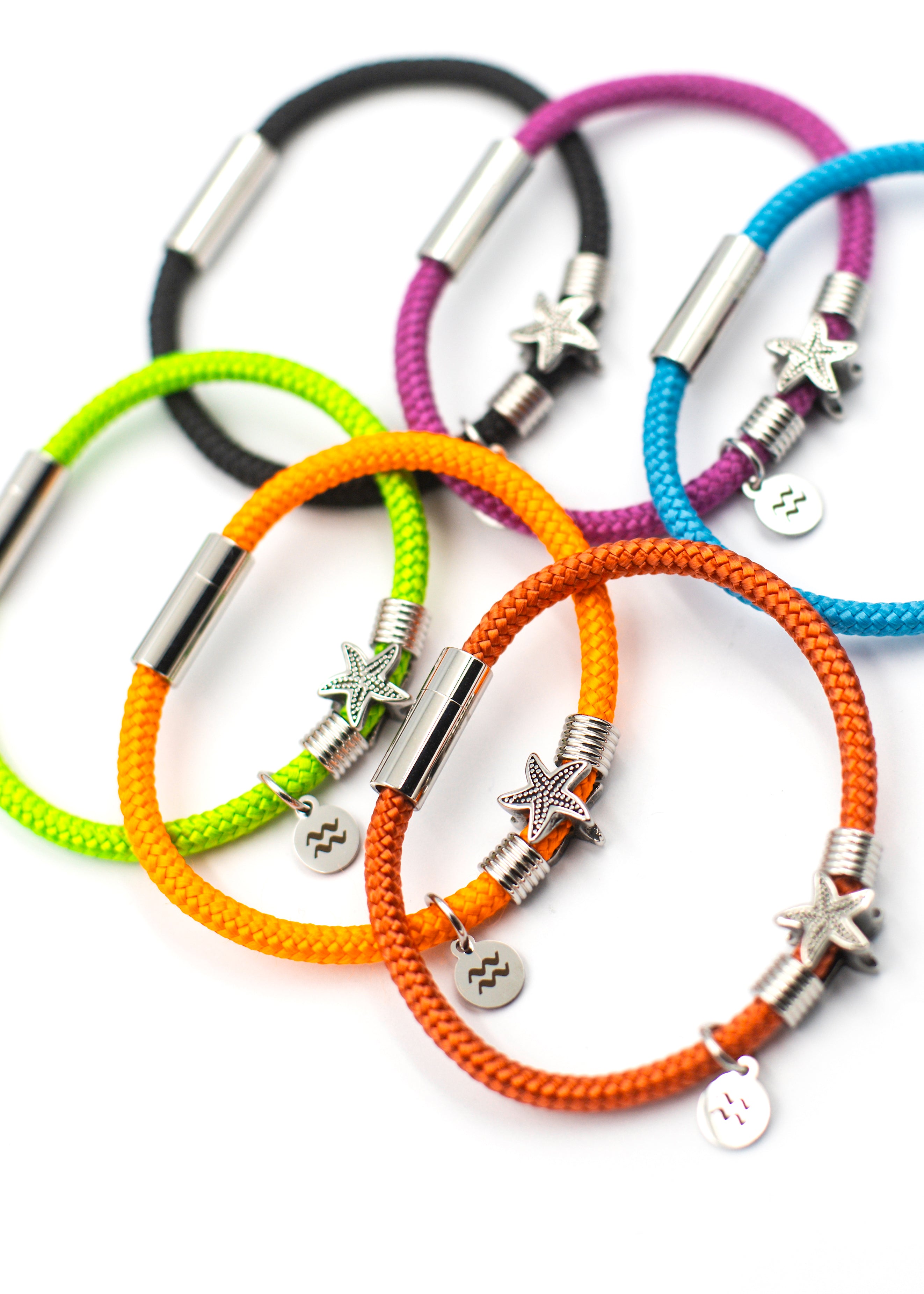 Aqua Beach Starfish Recycled Plastic Bracelet - Bright Orange