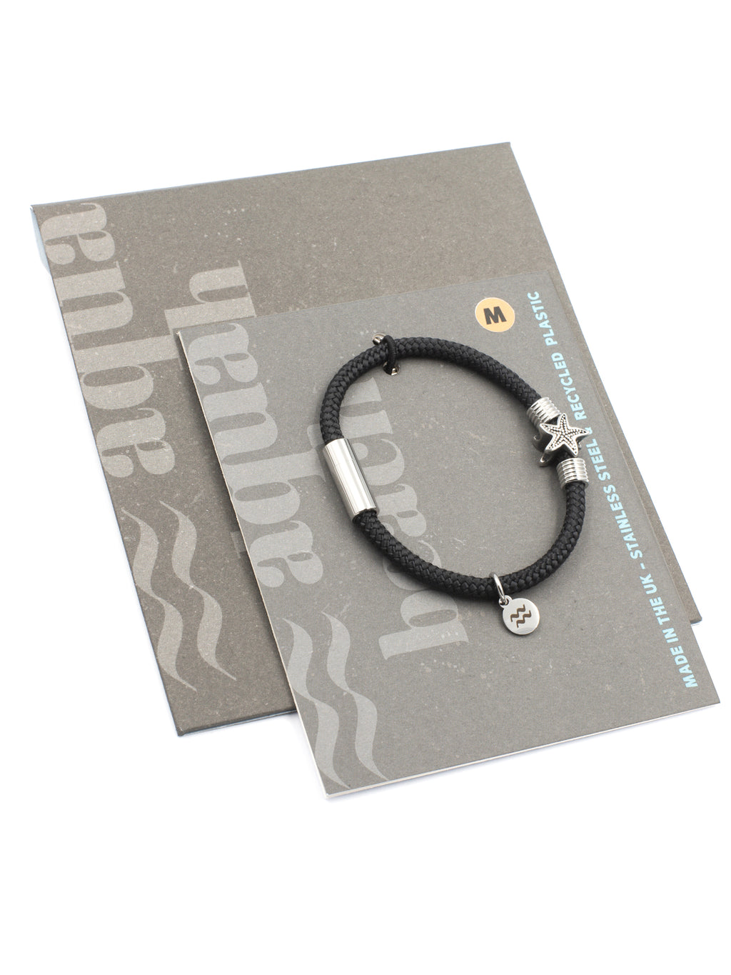 Aqua Beach Starfish Recycled Plastic Bracelet - Black