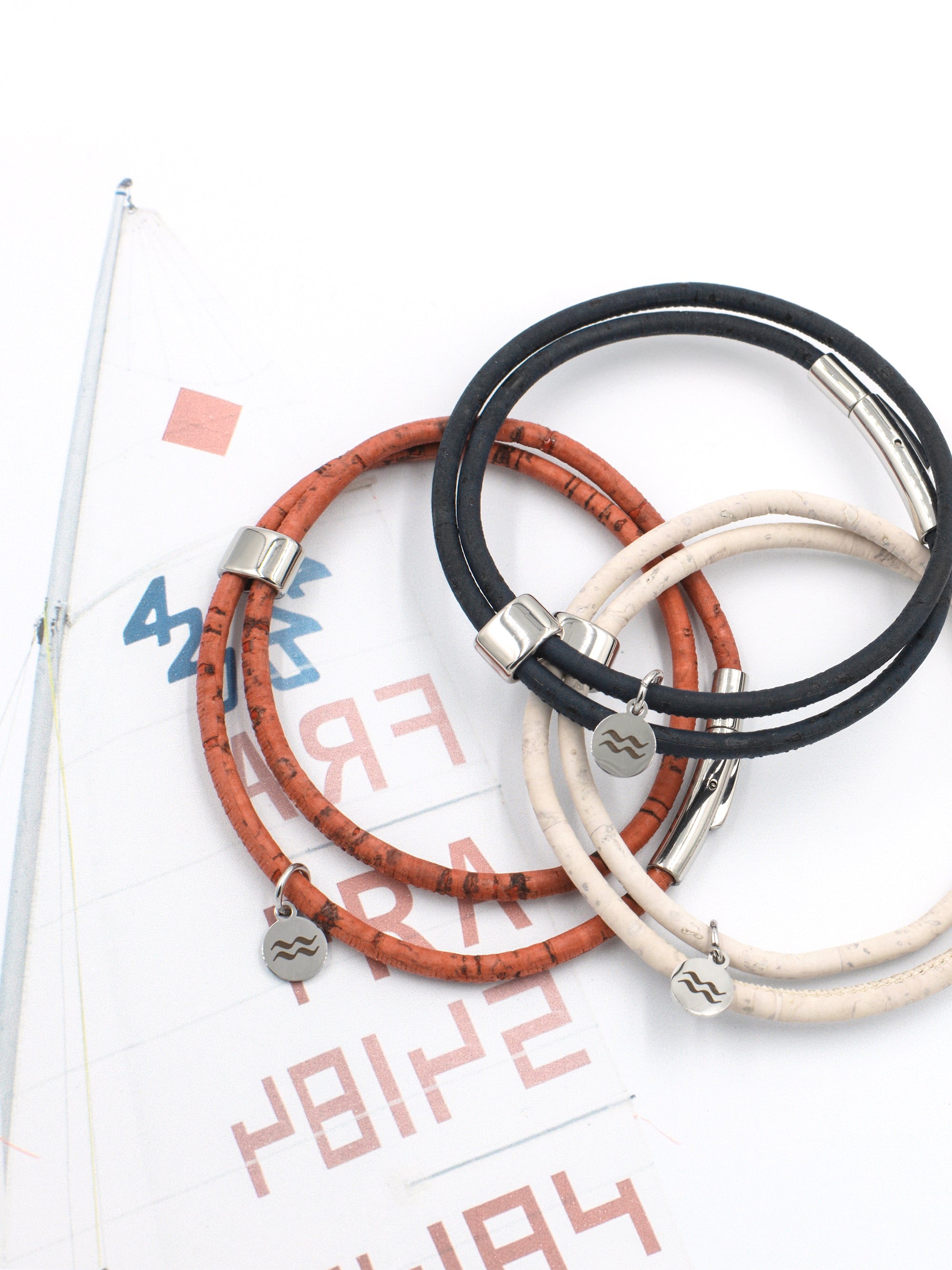 Aqua Beach Sustainable Cork Bracelet - Red