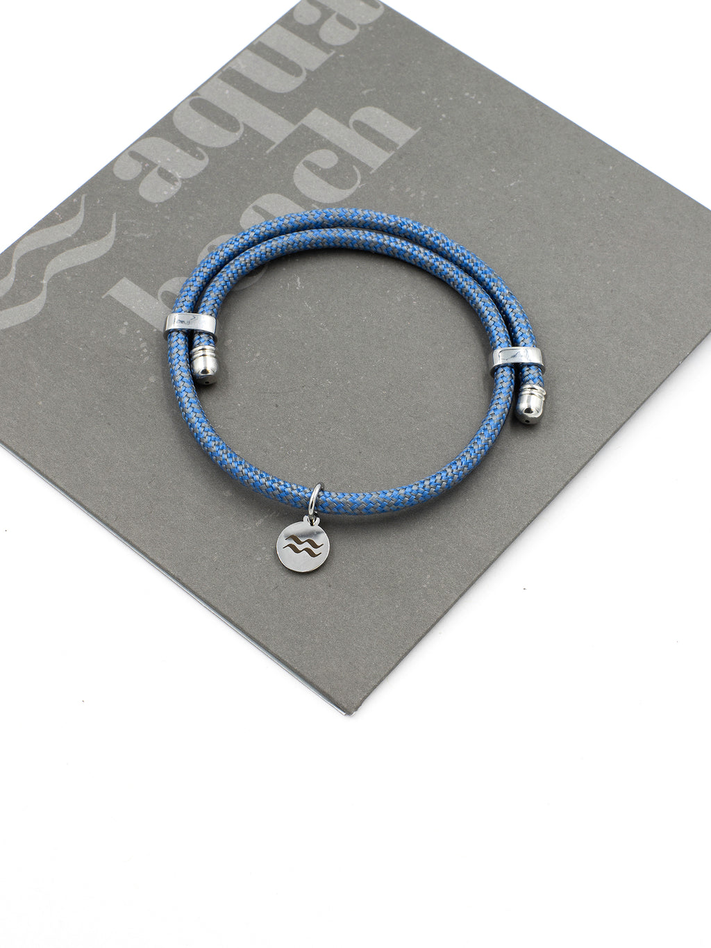 Aqua Beach Recycled Plastic Bracelet Size Adjustable - Blue/Grey