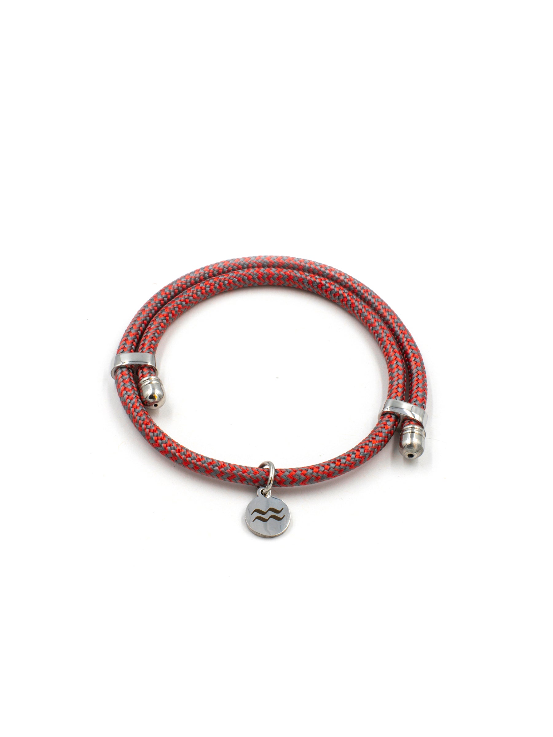 Rope Bracelet - Recycled - Size Adjustable - Red/Grey