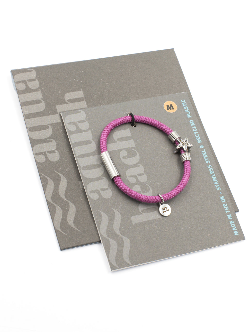 Aqua Beach Starfish Recycled Plastic Bracelet - Fuchsia Pink