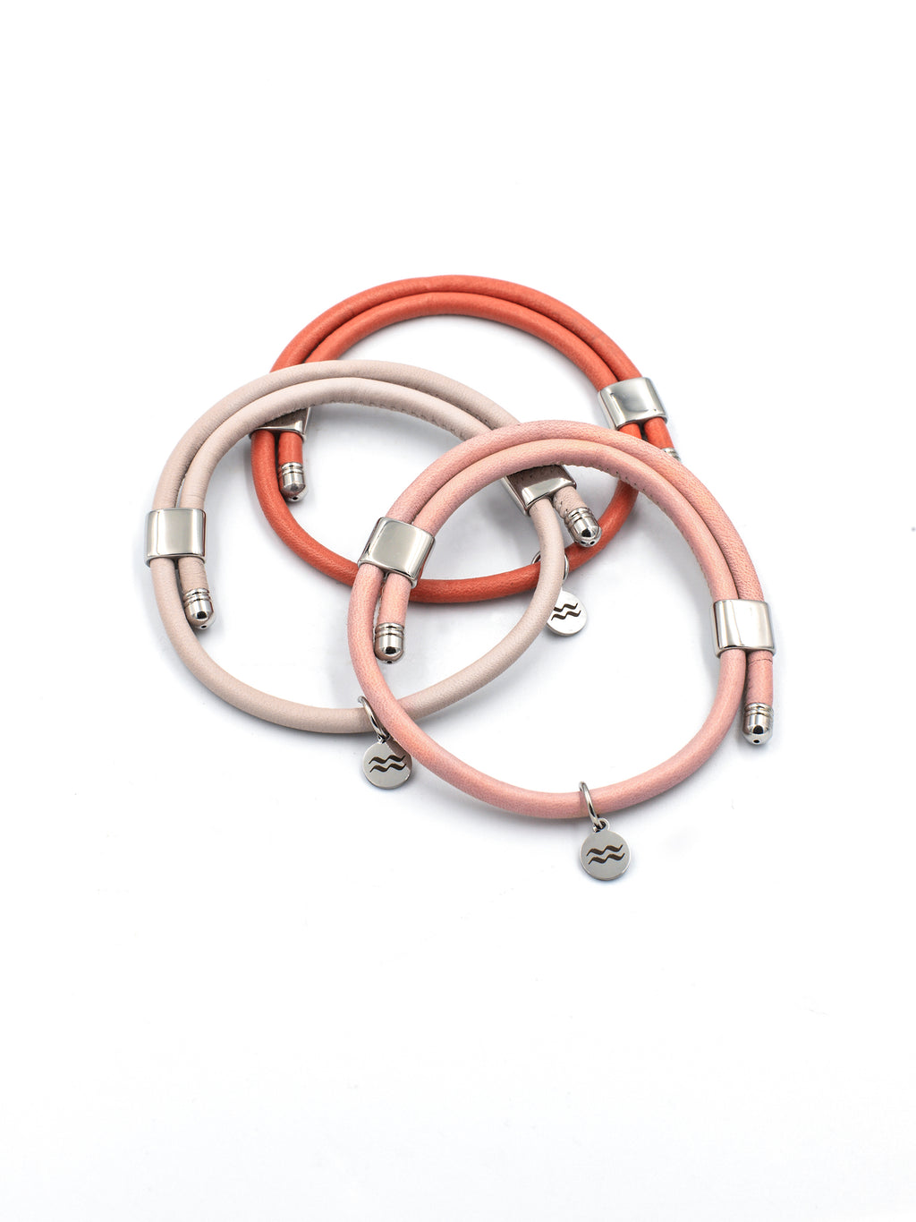 Premium Smooth Leather Bracelet - Blush - Size Adjustable