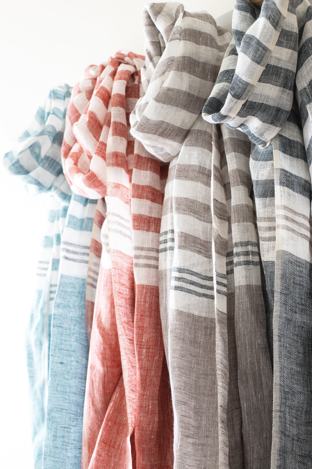 Hand Loomed Linen Scarf Sand Stripes