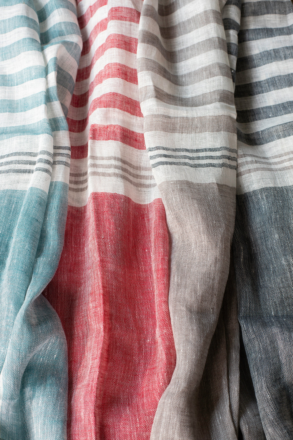 Hand Loomed Linen Scarf Sand Stripes