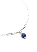 Aqua Beach - Sterling Silver Paper Clip Necklace with Lapis Lazuli